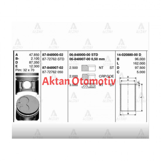 SEGMAN B-2500 01-07 2.5 - WL - TURBO 93.00mm STD