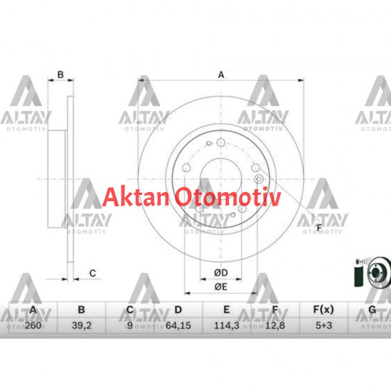 FREN DİSKİ CIVIC 16-21 FC5 / CIVIC 22= ARKA DÜZ 1.6 İ-VTEC 125 HP / 1.5 TURBO 182 HP 260-5