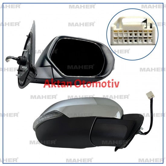 AYNA DIŞ DİKİZ L-200 19-23 ELEKTRİKLİ ISITMALI SİNYALLİ OTOMATİK KATLANIR 7 FİŞLİ KROM SAĞ