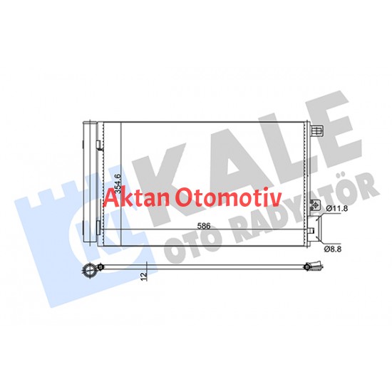 RADYATÖR KLİMA FIAT LINEA 1.4MPI 07= (MT) KURUTUCU İLE [BRAZING AL/AL] [570X351X12] KLİMA RADYATÖRÜ