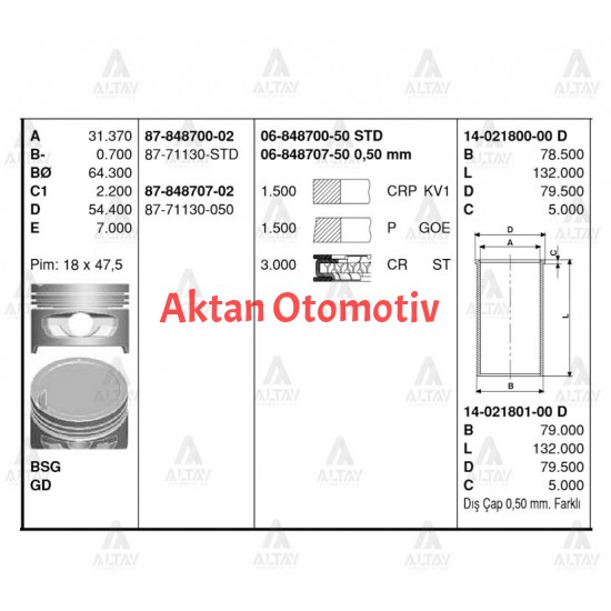 SEGMAN ACCENT 95-00 1.5 76.00mm 050