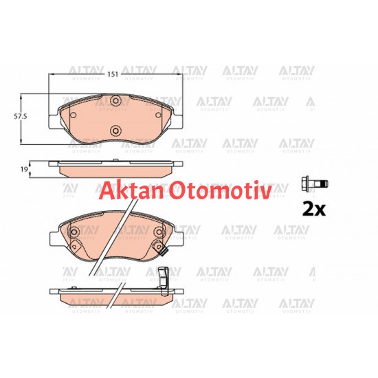 FREN BALATA EGEA 15= 1.3JTD-1.6JTD-1.4 (BOSCH FREN SİSTEMİ 150.9mm) ÖN