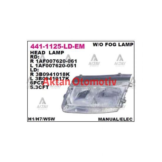 FAR PASSAT  97-00 SİSSİZ SOL