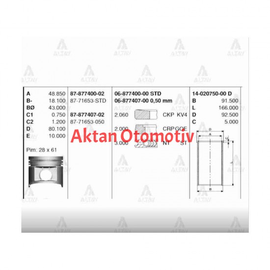 SEGMAN PICKUP 03-12 SKYSTAR / NAVARA 06-15 YD25DDTI 89.00mm STD