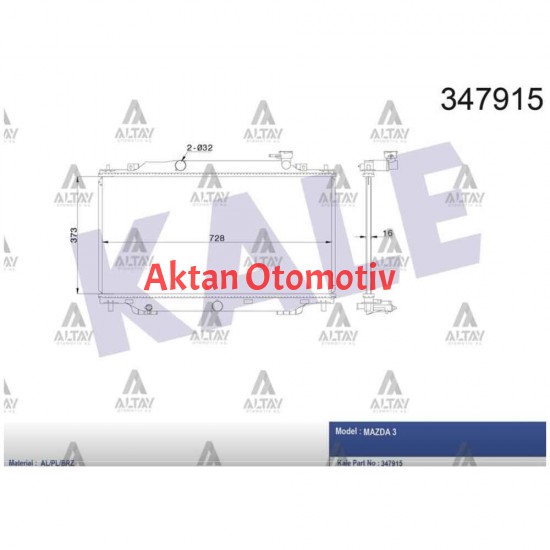 RADYATÖR SU MAZDA 3 13-17= A-T BRAZING