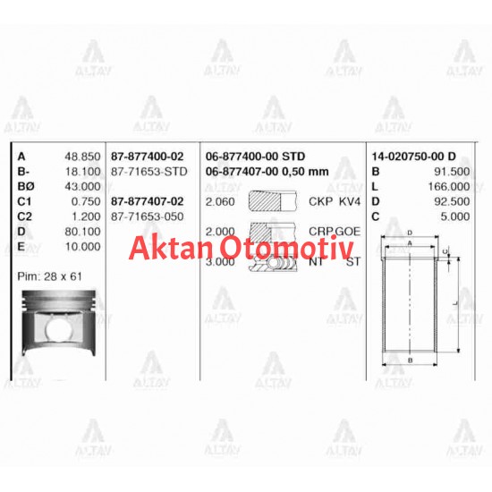 PİSTON SEGMANLI PICKUP 03= YD25 STD