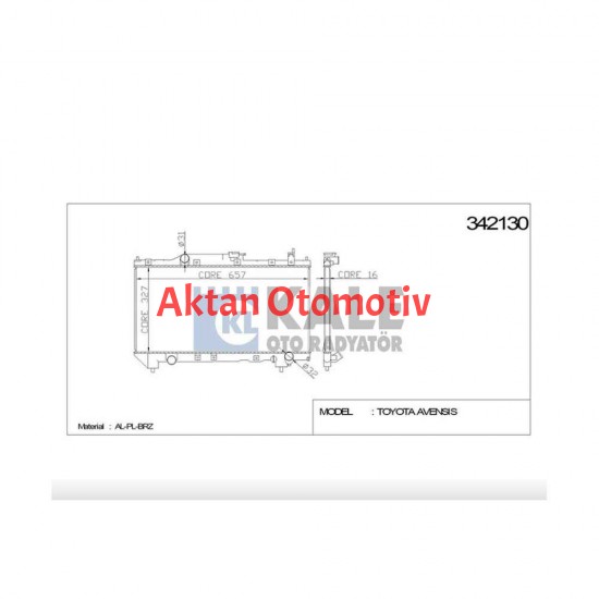 RADYATÖR SU AVENSIS 98-00 M-T BRAZING