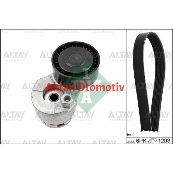 VANTİLATÖR GERGİ SETİ MEGANE / CLIO / KANGOO / FLUENCE / CAPTUR / KADJAR / QASHQAI / MERCEDES C180 / 08= / 6PK1203 KAYIŞLI