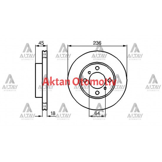 FREN DİSKİ CARISMA  96-00 1.6 / PROTON 96-00 / ÖN HAVALI 236-4