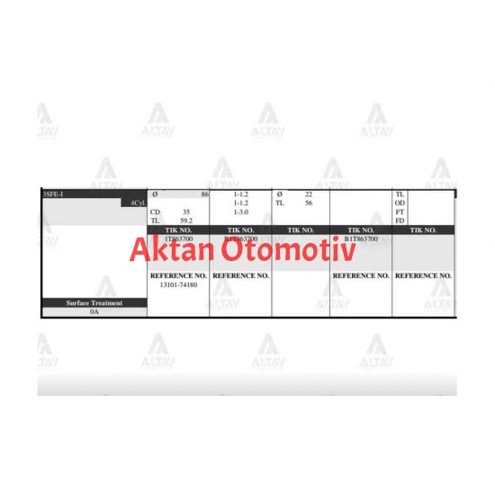 PİSTON TAKIM CORONA 2.0L /  92-95 / 3SFE / 86.00mm / STD