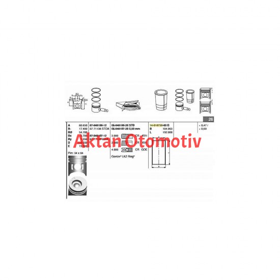 PİSTON SEGMANLI H-350 / HD-77 TURBO 050