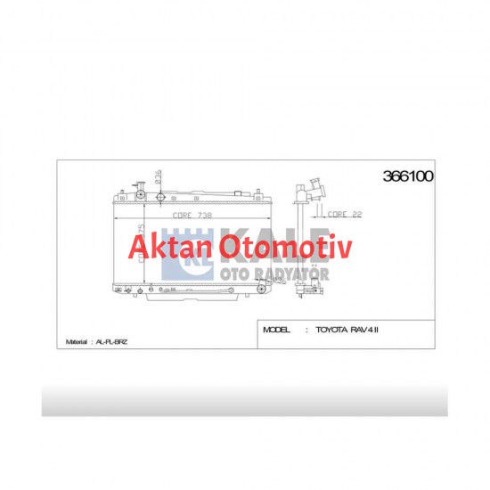 RADYATÖR SU RAV-4 00-06 2.0 BENZİNLİ 26mm A-T BRAZING