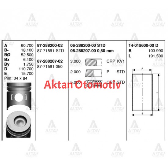SEGMAN CANTER 304 / 444 / H-350 / 4D31 / 3.3 / STD