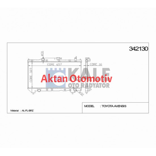 RADYATÖR SU COROLLA 00-02 26mm A-T BRAZING