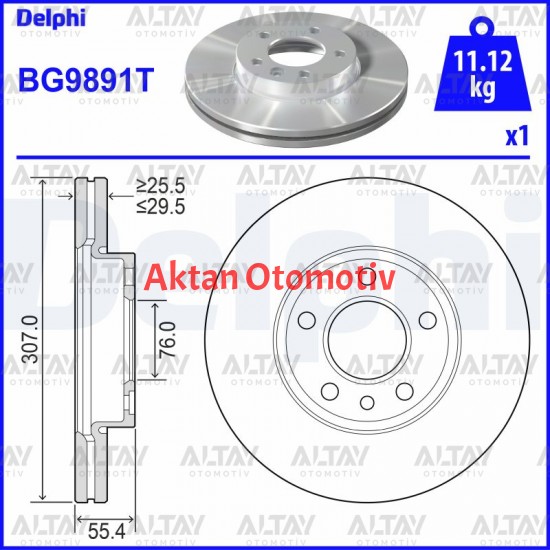 FREN DISKI TRANSPORTER T5-T6 04-15 ON 308MM (ADET)