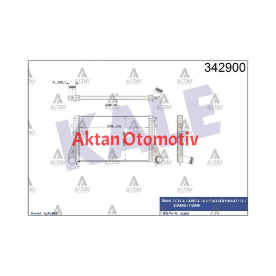 TURBO RADYATÖRÜ (INTERCOOLER) PASSAT / TİGUAN BKP-CBAB-CFFB 2.0 TDI BRAZING TURBO RADYATÖRÜ (INTERCOOLER) PASSAT / TİGUAN BKP-CBAB-CFFB 2.0 TDI BRAZING