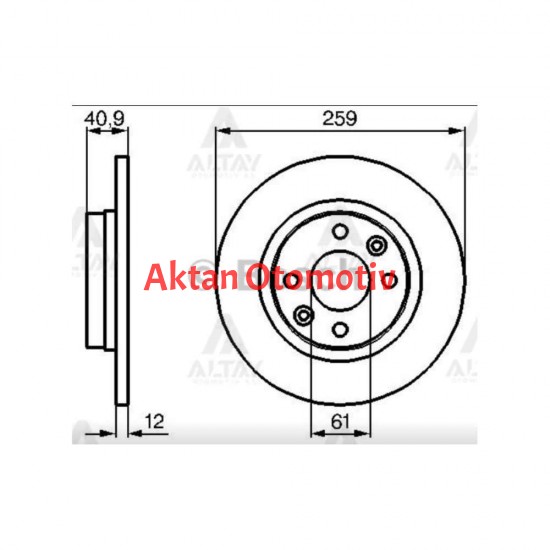 FREN DİSKİ LOGAN 04-12 / LOGAN I MCV 07-13 / SANDERO 08-13 / ÖN DÜZ 259-4
