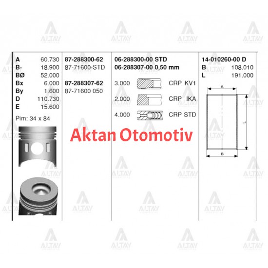 PİSTON SEGMANLI CANTER 515 / 635 STD