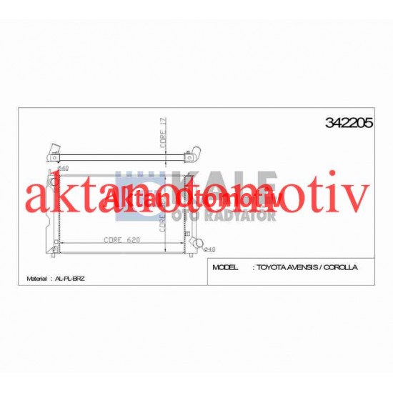 RADYATÖR SU AVENSIS 03-08 / COROLLA VERSO 02-04 2.0 DİZEL 26mm M-T BRAZING