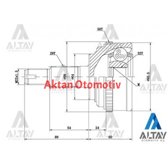 AKS KAFASI DIŞ ACCORD 98= ABSLİ 28X64X32