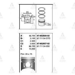 PİSTON SEGMANLI STAREX KAMYONET / LİBERO / H-100 KAMYONET 01-04 TURBO / D4BF 0.50