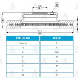 FREN DİSKİ SKYSTAR 03-12 D-23 4x4 / TERRANO 98-07 4x4 / PATHFINDER 97-04 4x4 / ÖN HAVALI 300-6