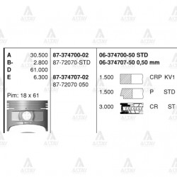 PİSTON SEGMANLI COROLLA 92-97 1.6L KARBÜRATÖRLÜ 4AF 81.00mm 050
