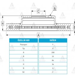 FREN DİSKİ L-200    88-99 / ÖN HAVALI 258-6
