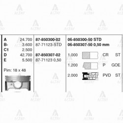 PİSTON SEGMANLI ACCENT 15= BLUE / I-20 BENZİNLİ 1.4 G4LC STD
