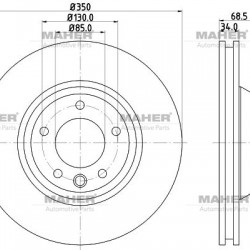 FREN DİSKİ TOUAREG 02-10 / Q7 05-15 / CAYENNE 07= ÖN HAVALI SAĞ 350-5