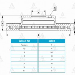 FREN DİSKİ ACCORD  90-02 / ROVER 618-620 / ÖN HAVALI 260-4