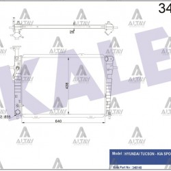 RADYATÖR SU TUCSON 04-10 / SPORTAGE 04-10 2.0 BENZİNLİ / 16mm A-T BRAZING RADYATÖR SU TUCSON 04-10 / SPORTAGE 04-10 2.0 BENZİNLİ / 16mm A-T BRAZING