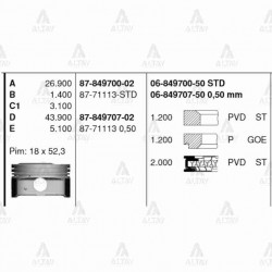 PİSTON SEGMANLI ACCENT 11= BLUE / I-20 BENZİNLİ 1.4 050