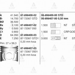 SEGMAN COROLLA 04-06 / 07= / AURIS 07= / YARIS 06= 1.4 1NDTV DİZEL STD SEGMAN COROLLA 04-06 / 07= / AURIS 07= / YARIS 06= 1.4 1NDTV DİZEL STD