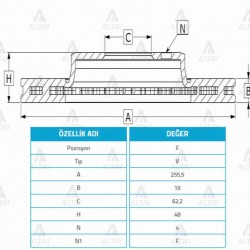 FREN DİSKİ GETZ 03-11 DİZEL / ÖN HAVALI 256-4