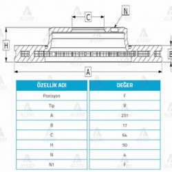 FREN DİSKİ SWIFT    88-01 / ALTO 02-07 / ÖN HAVALI 231-4