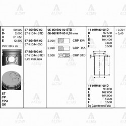 PİSTON SEGMANLI BONGO 97-04 / PREGIO 96-05 / K-2700 04= 2.7 STD