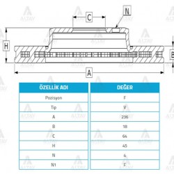FREN DİSKİ CARISMA  96-00 1.6 / PROTON 96-00 / ÖN HAVALI 236-4