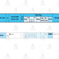 SEGMAN COROLLA  99-00 1.3 / 74.50mm / 4EFE / ENJEKSİYONLU / 0.50 TAKIM