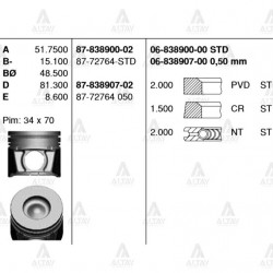 PİSTON SEGMANLI BT-50 STD PİSTON SEGMANLI BT-50 STD