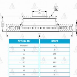 FREN DİSKİ I-20 09-15 1.2 / ÖN HAVALI 256-4