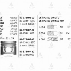PİSTON SEGMANLI L-200 06-10 16VTDI 2-4 050 PİSTON SEGMANLI L-200 06-10 16VTDI 2-4 050