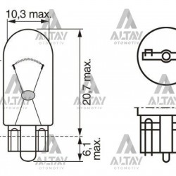 AMPÜL ECO 12V 5W W5W BÜYÜK DİPSİZ GÖSTERGE AMPÜLÜ T10