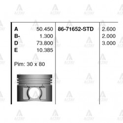 PİSTON SEGMANSIZ PICKUP TD-27 TURBO / TERRANO STD PİSTON SEGMANSIZ PICKUP TD-27 TURBO / TERRANO STD