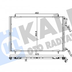 RADYATÖR KLIMA  206 GTI 1.6/2.016V (5016) 98= (MT) KURUTUCUSUZ [BRAZING AL/AL] [552X363X16]