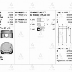 PİSTON SEGMANLI COROLLA 00-06 1.4L VVT-I 4ZZFE 79.00mm STD