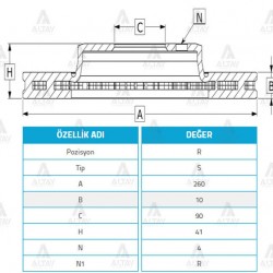 FREN DİSKİ E-2200    86-99 / BESTA 90-00 / ÖN HAVALI 256-6