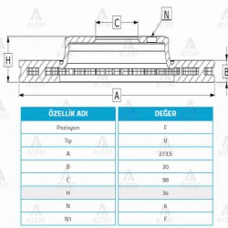 FREN DİSKİ CANTER FE519 / ÖN HAVALI 274-6