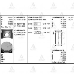PİSTON SEGMANLI BONGO 97-04 / PREGIO 96-05 / K-2700 04= 2.7 050