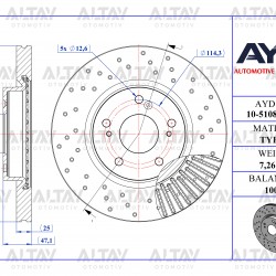 FREN DISKIT CIVIC 16-21 FC5 1.5 BENZINLI / 1.6 DIZEL / ACCORD 13= ÖN (DELIKLI /  CIVIC 12-16 H.B DIZEL 16 JANT (PERFORMANS TIP)